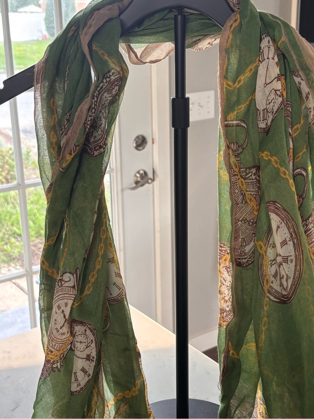 Green Pocket Watch Print Scarf - Unbranded